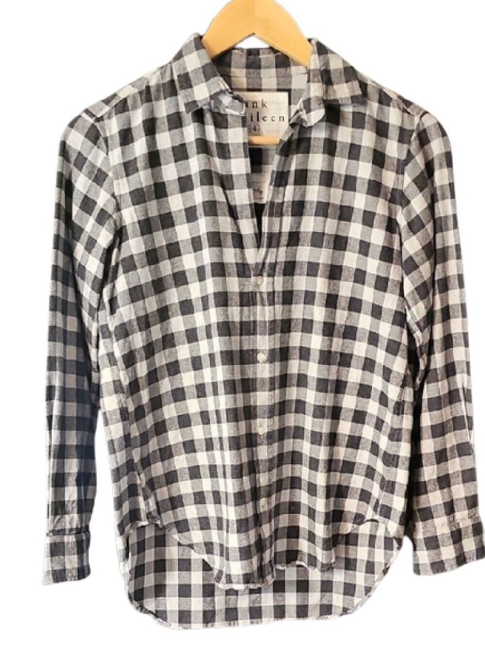 Frank & Eileen "Frank" Style Gingham Button-Down Shirt XS Quiet Luxury Academia